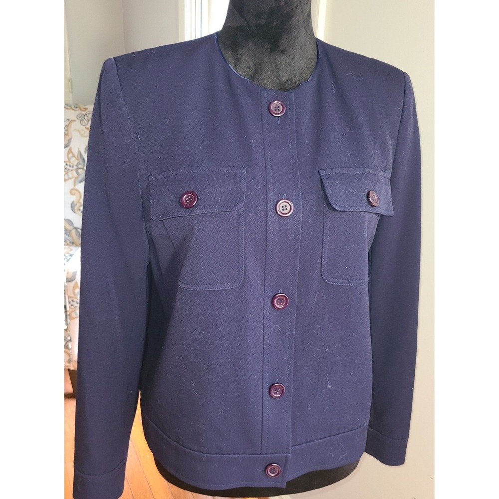 Josephine Chaus Womens Navy Tailored Short Jacket Sz 6 Lined Classy Career
